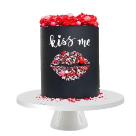 Sprinkle sweet kiss, Pastel de beso de grajeas negro con rojos