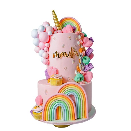 Unicorn rainbow magic cake - Pastel mágico de arcoíris y unicornio