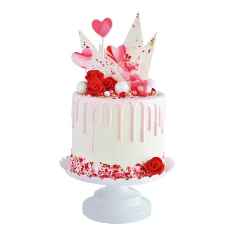 Candies & Flowers drip cake, Pastel de dulces y flores rojos