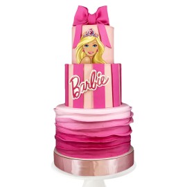 Barbie gift cake, pastel Rosa en forma de regalo de Barbie