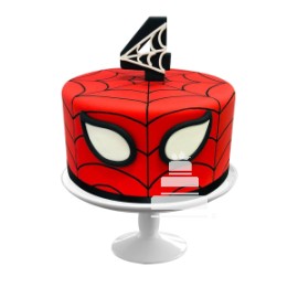 Spiderman red, pastel de cumpleaños decorado de fondant