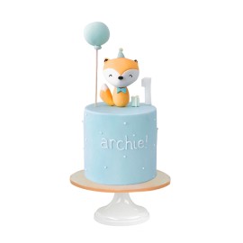 Archie the Fox!, pastel con zorrito y globo comestibles para cumpleaños