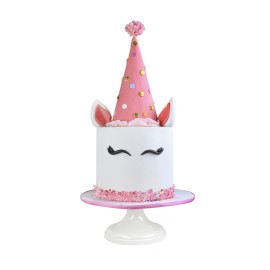 Unicorn Party, Pastel decorado con gorrito de fiesta