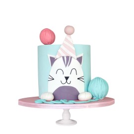 Party Cat - Pastel con decoración de gato fiestero -