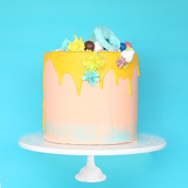 Valentine Yellow Drip Cake