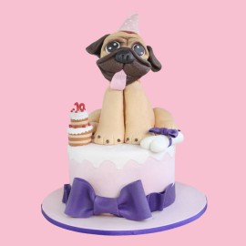 I love pug - Pastel con forma de Pug elaborado en fondant -