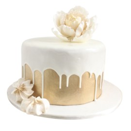 Golden Drip - Pastel en tono dorado decorado con una flor de fondant -