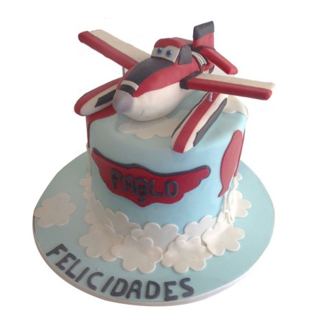 Aviones, pastel decorado de fondant