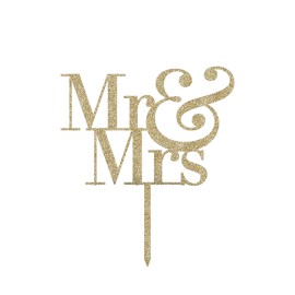 MR & MRS Cake Topper, cake topper dorado de acrilico para bodas